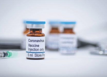 Coronavirus vaccine vial in hospital